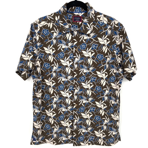 UNTUCKit Other - UNTUCKit Aramon Hawaiian Style Button Up Shirt Medium Brown Blue Tropical Summer